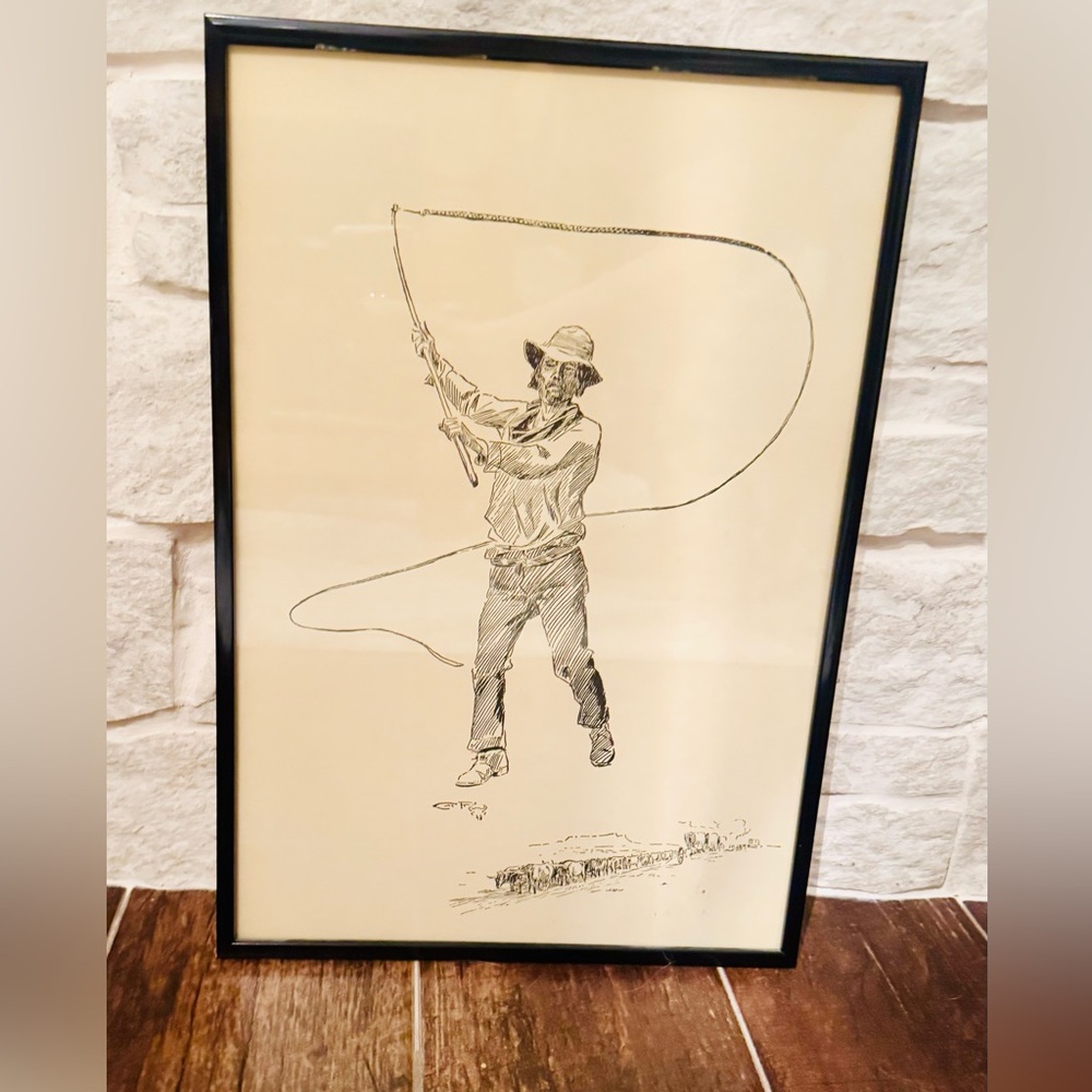 Charles M. Russell “The Bull Whacker” Framed Art Print